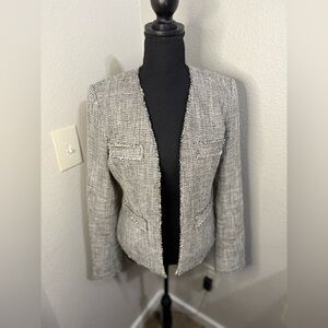 MICHAEL Michael Kors Tweed Tan Metallic Fringe Blazer-‎ Size 8